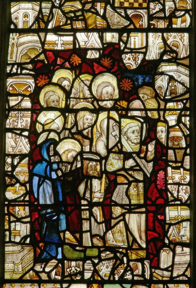 La fenêtre est représentant une procession : Chandeleur ou Fête-Dieu - English School