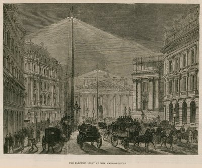 La lumière électrique à Mansion House, Londres - English School