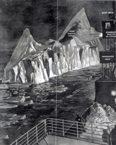 Le célèbre iceberg vu par J. Scarrott à bord du Titanic, 1912 - English School