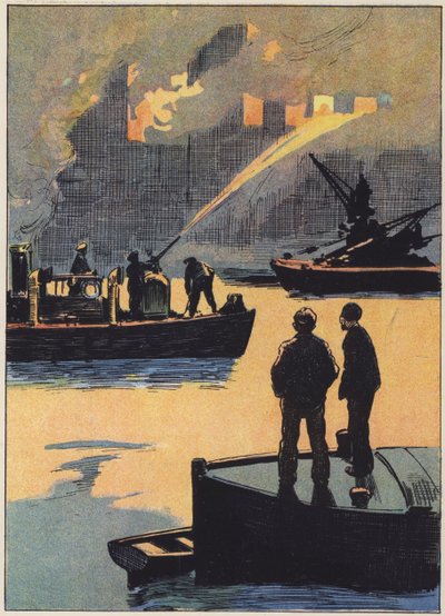 Les pompiers au travail sur la rivière - English School