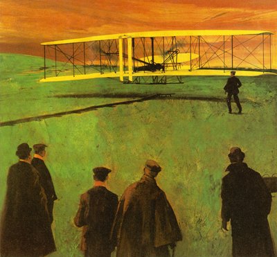 Le premier vol par les frères Wright à Kitty Hawk - English School