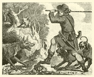 Le renard et le loup (gravure) - English School