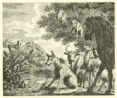 La grenouille et le renard (gravure) - English School