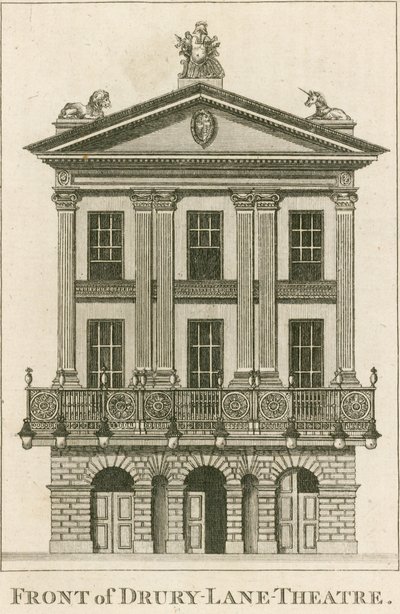 La façade du théâtre de Drury Lane, Londres - English School