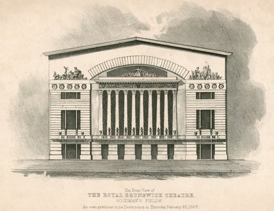 Vue de face du Théâtre Royal de Brunswick, Goodmans Fields, Londres - English School