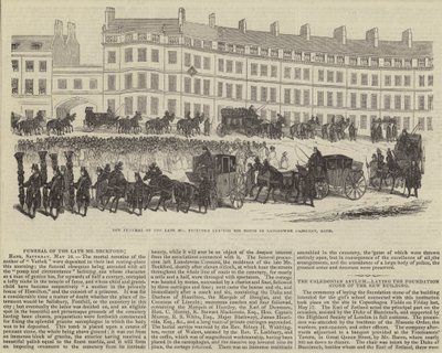 Les funérailles de feu M. William Beckford, quittant sa maison à Lansdowne Crescent, Bath (gravure) - English School