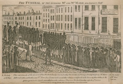 Les funérailles de M. et Mme Parr, assassinés, et de leur fils en bas âge (gravure) - English School