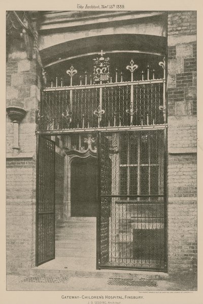 Le portail, Hôpital des enfants, Finsbury; photographie - English School