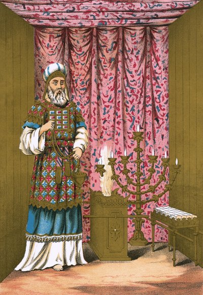 Le grand prêtre, avec son éphod et son pectoral, dans le lieu saint - English School