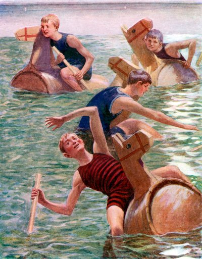 La course de chevaux de bois (lithographie en couleur) - English School