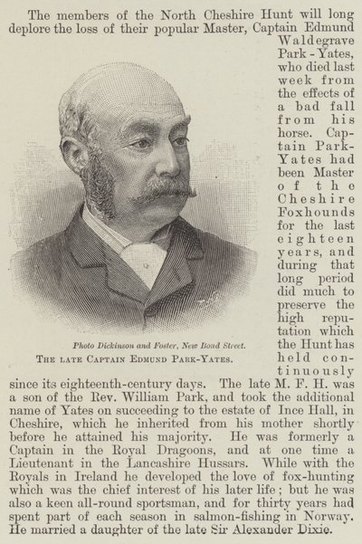 Feu le capitaine Edmund Park-Yates (gravure) - English School
