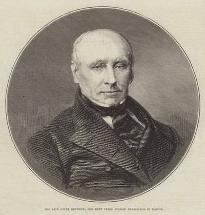 Feu le comte Brunnow, ambassadeur de Russie à Londres pendant de nombreuses années (gravure) - English School