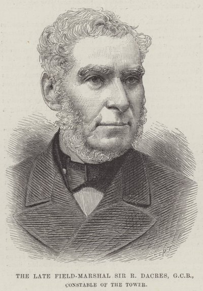 Feu le maréchal Sir R Dacres, GCB, connétable de la Tour (gravure) - English School