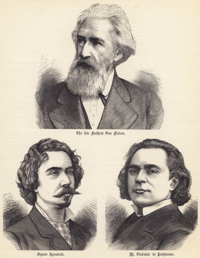 Feu Freiherr Von Flotow, Signor Sgambati, M Vladimir de Pachmann (gravure) - English School