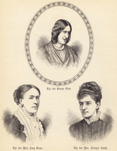 Feu George Eliot, feu Miss Lucy Crane, feu Mrs Adolphe Smith (gravure) - English School