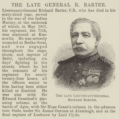 Feu le lieutenant-général Richard Barter (gravure) - English School