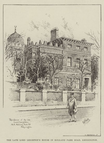 La maison du défunt Lord Leighton à Holland Park Road, Kensington (gravure) - English School