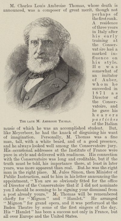 Le défunt M Ambroise Thomas (gravure) - English School