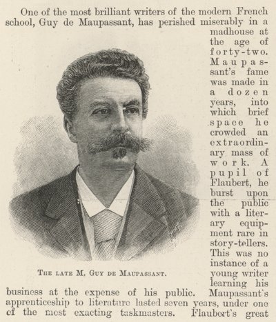 Le défunt M Guy de Maupassant (gravure) - English School