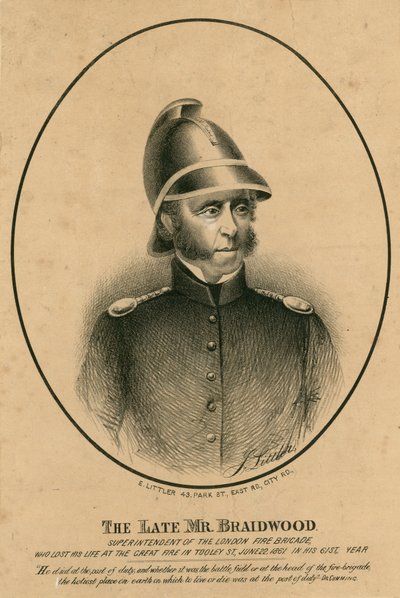 Le défunt M. Braidwood, surintendant de la brigade des pompiers de Londres - English School