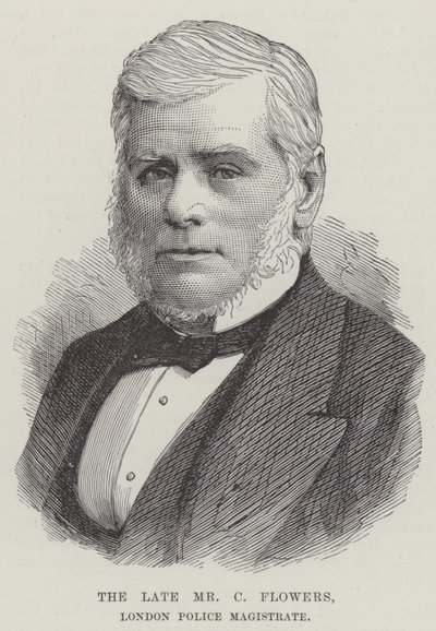 Le défunt M. C Flowers, magistrat de la police de Londres (gravure) - English School