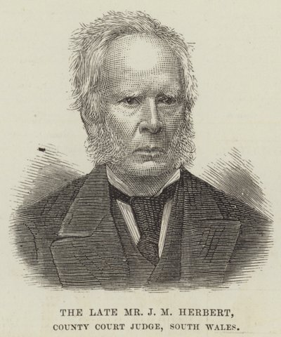 Feu M. J M Herbert, juge de la cour de comté, Galles du Sud (gravure) - English School