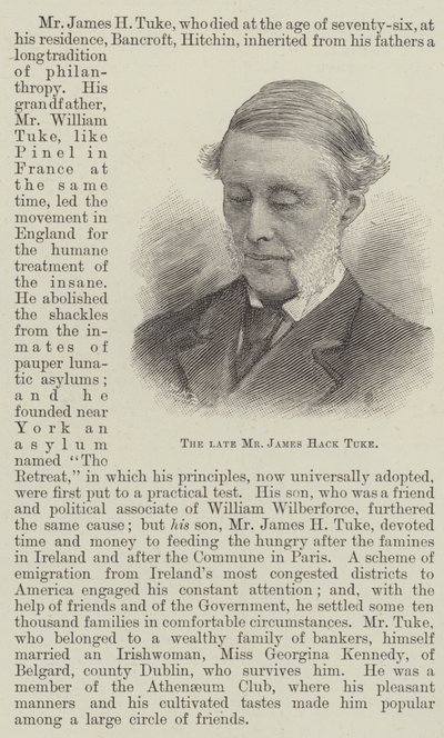 Le défunt M James Hack Tuke (gravure) - English School
