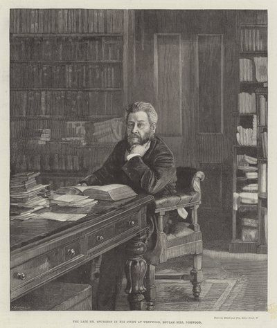 Le défunt M. Spurgeon dans son étude à Westwood, Beulah Hill, Norwood - English School