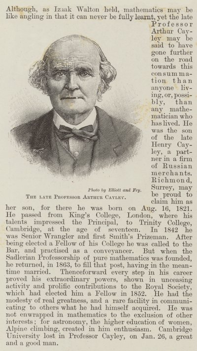 Feu Professeur Arthur Cayley (gravure) - English School