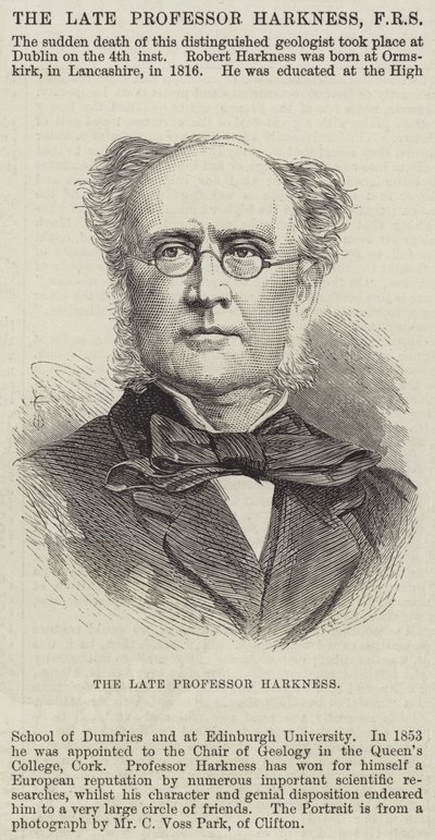 Feu le professeur Harkness (gravure) - English School