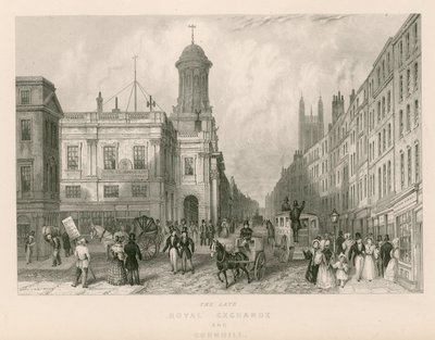 Le défunt Royal Exchange et Cornhill, Londres - English School