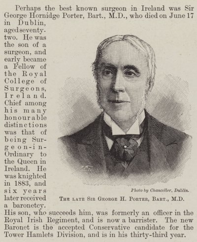Feu Sir George H Porter, baronnet, MD (gravure) - English School