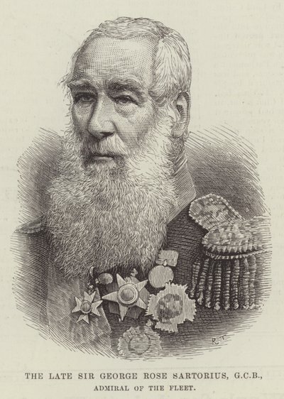Feu Sir George Rose Sartorius, GCB, amiral de la flotte (gravure) - English School