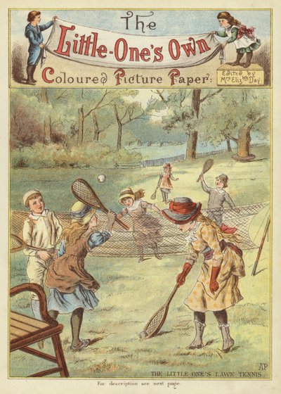 Le tennis sur gazon des petits (chromolithographie) - English School