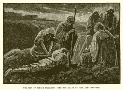 Les hommes de Jabesh pleurant sur la tombe de Saül et Jonathan - English School