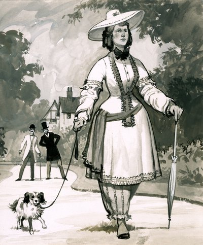 La mode mi-victorienne pour les dames portant des bloomers a été inventée par une Mme Bloomer - English School