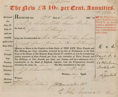 Les nouvelles annuités de 3 £ 10s par cent - English School