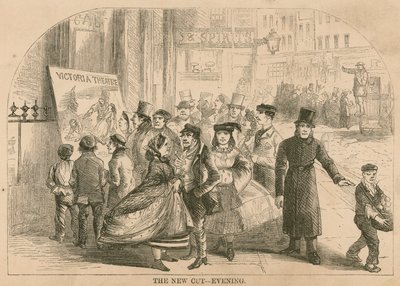 La nouvelle coupe - soirée; vêtements et costumes portés au Théâtre Victoria, Londres - English School