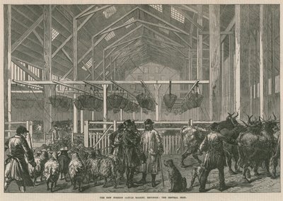 Le nouveau marché aux bestiaux étrangers, Deptford, Londres - le hangar central - English School