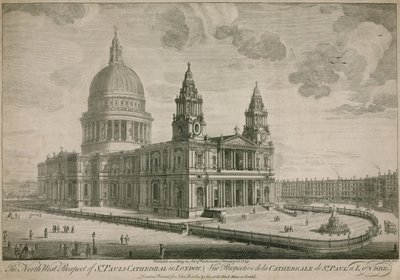 La perspective nord-ouest de la cathédrale Saint-Paul à Londres - English School
