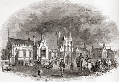 La vieille école de Bedford, reconstruite à la fin du XIXe siècle, tirée de Old England: A Pictorial Museum, pub. 1847 - English School