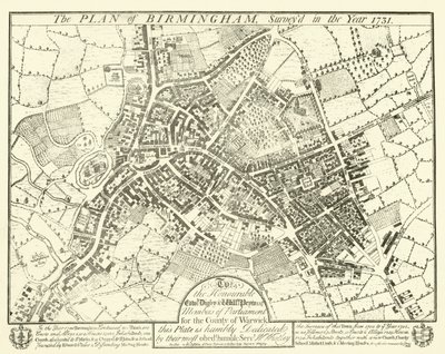 Plan de Birmingham, relevé en 1731 - English School