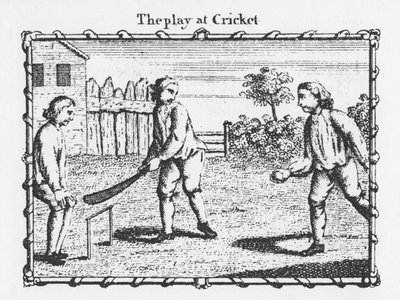 Le jeu de cricket (gravure) - English School