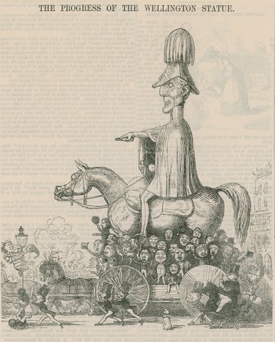 Le progrès de la statue de Wellington, caricature - English School