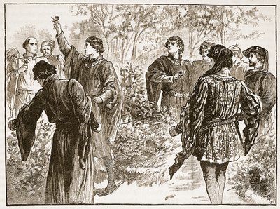 La querelle dans les jardins du Temple, illustration de Cassells Illustrated History of England - English School