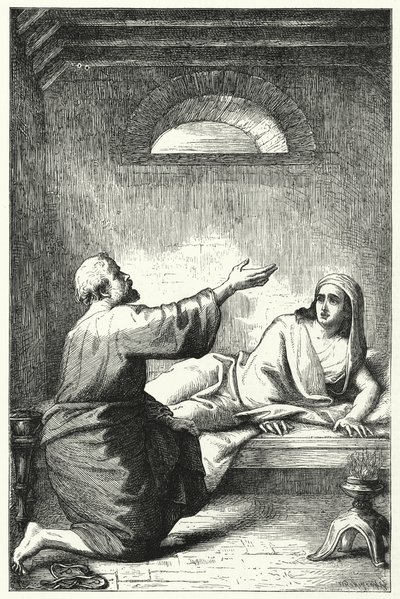 La résurrection de Dorcas (gravure) - English School