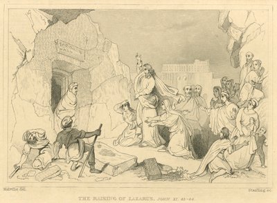 La résurrection de Lazare, Jean XI, 43-44 (gravure) - English School