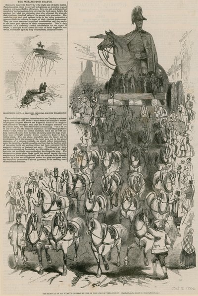 Le retrait de la statue colossale de M. Wyatt du duc de Wellington - English School