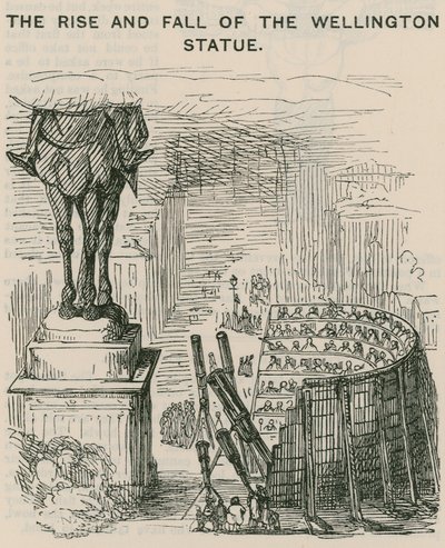 La montée et la chute de la statue de Wellington; caricature - English School