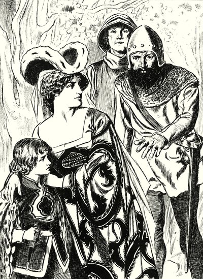 Les voleurs découvrent la reine Marguerite et le prince (litho) - English School